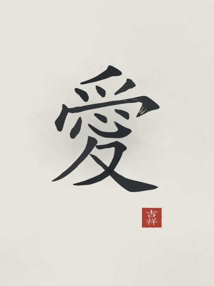 Amour à l'encre, riz gris : 愛 (ài), Amour