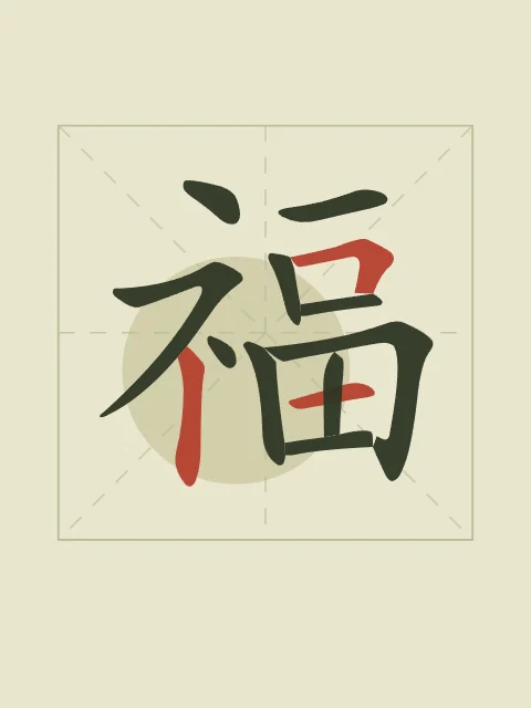 Bonheur en aplats, thé vert, tableau caractère chinois bonheur