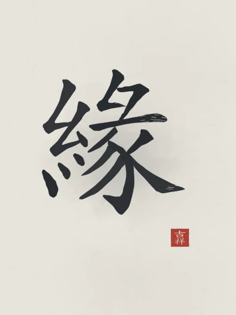 Destin à l'encre, riz gris, tableau caractère chinois destin