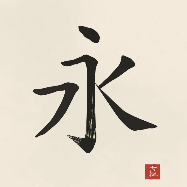 Éternité à l'encre, papier xuan, tableau caractère chinois éternité