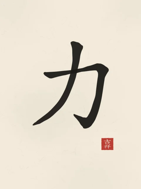 Force à l'encre, papier xuan, tableau caractère chinois force