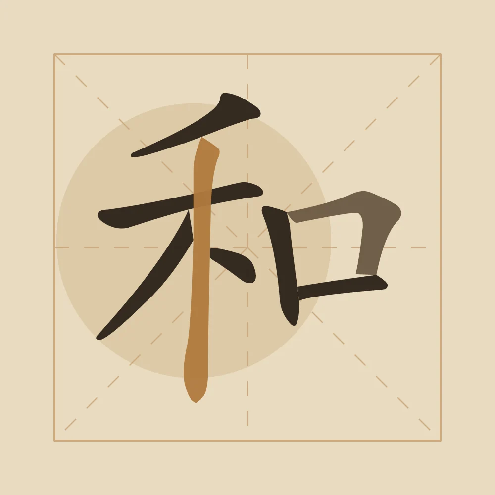Harmonie en aplats, sable ocre : 和 (hé), Harmonie, paix