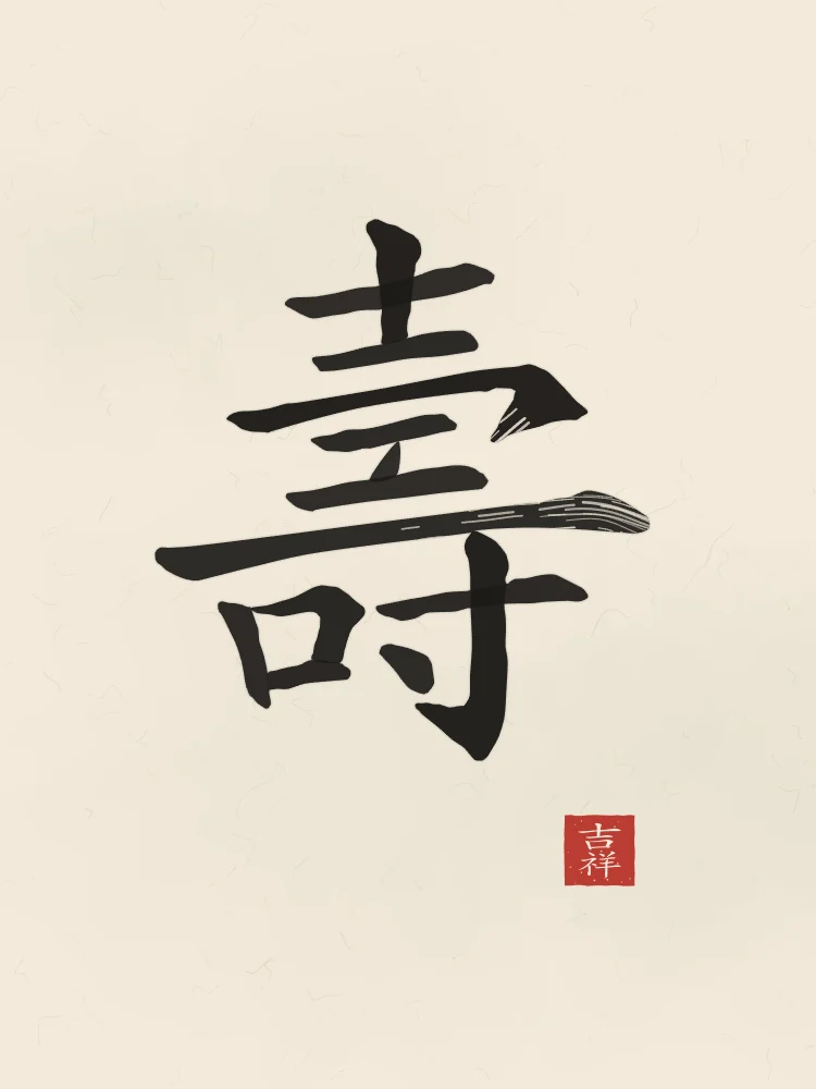 Longévité à l'encre, papier xuan : 壽 (shòu), Longévité