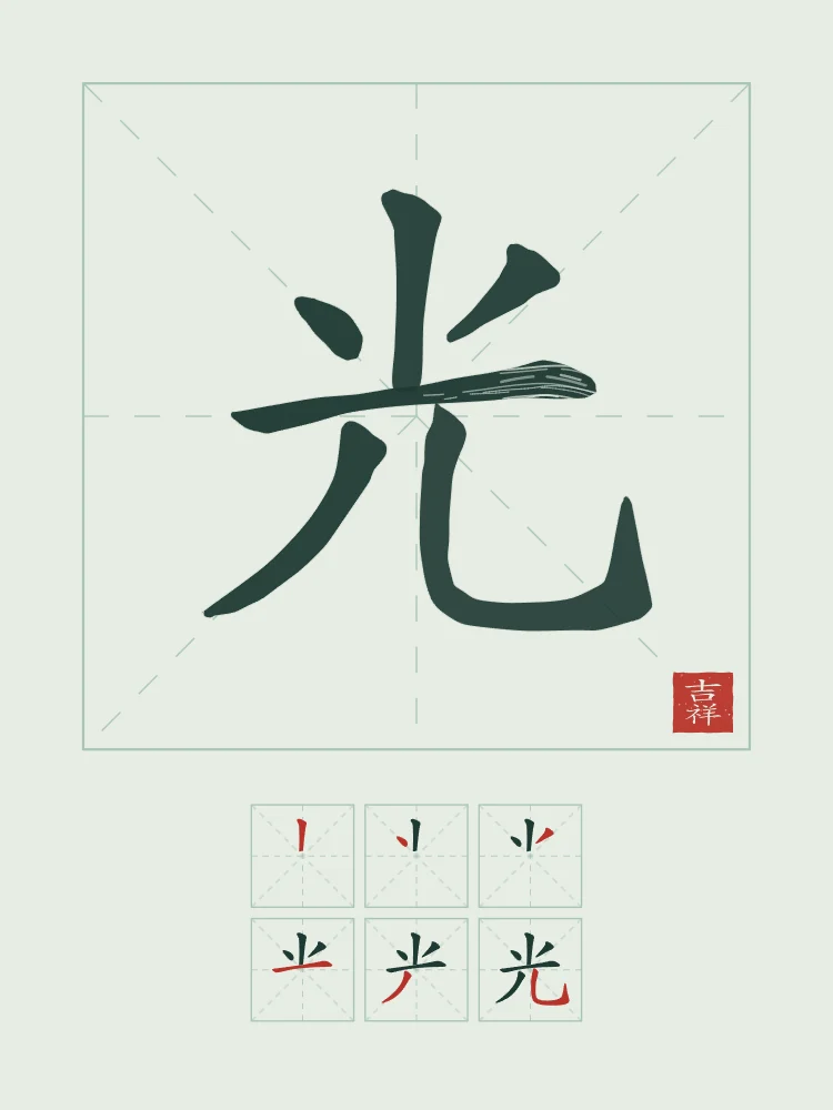 Lumière et son ordre des traits, jade : 光 (guāng), Lumière