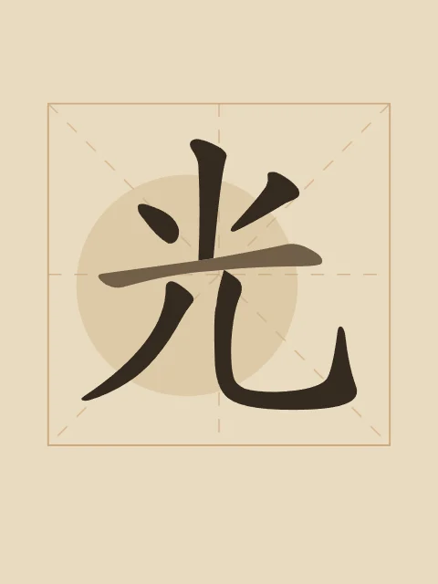 Lumière en aplats, sable ocre, tableau caractère chinois lumière