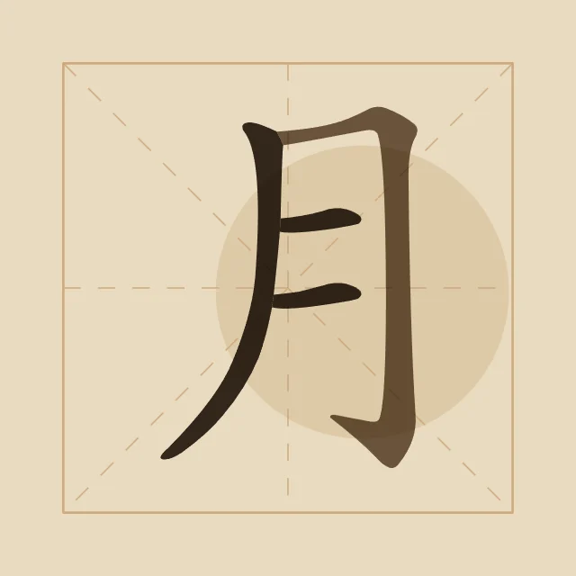 Lune en aplats, sable ocre, tableau caractère chinois lune