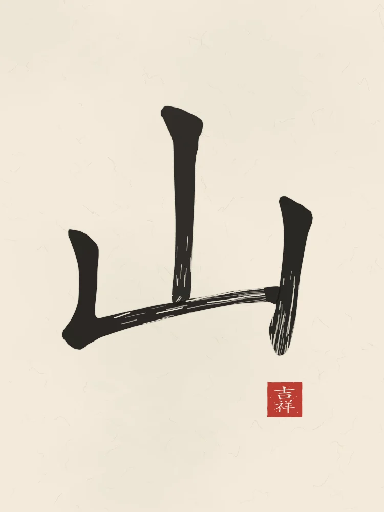 Montagne à l'encre, papier xuan : 山 (shān), Montagne