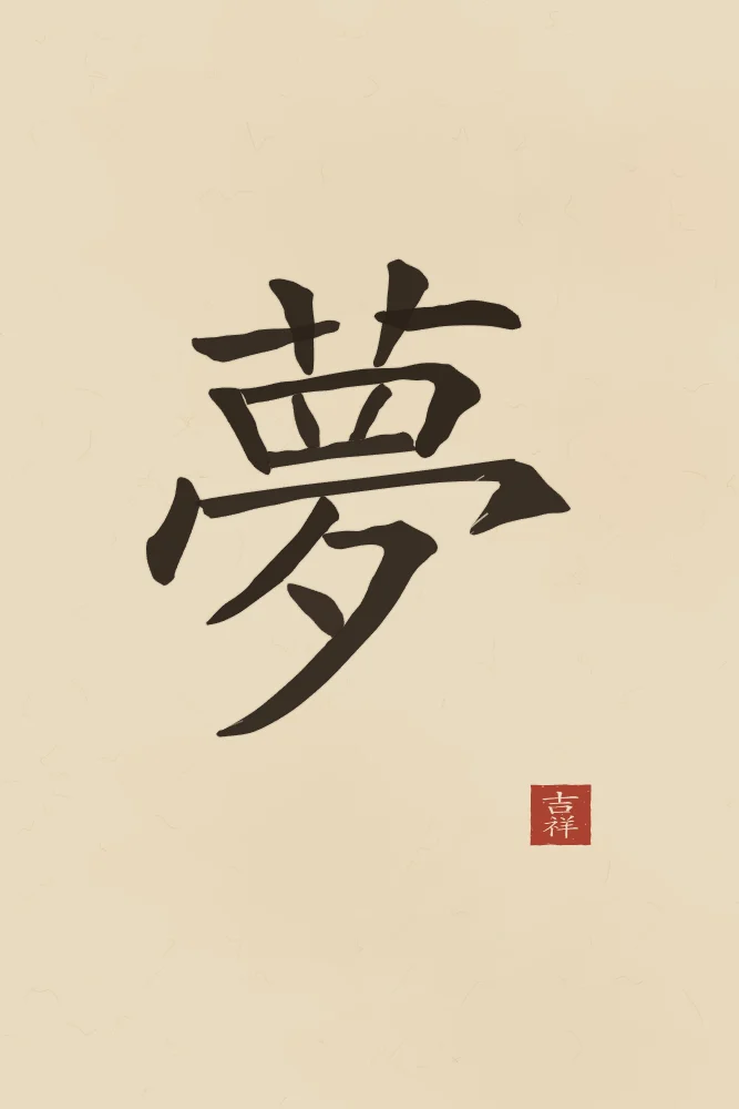Rêve à l'encre, sable ocre : 夢 (mèng), Rêve