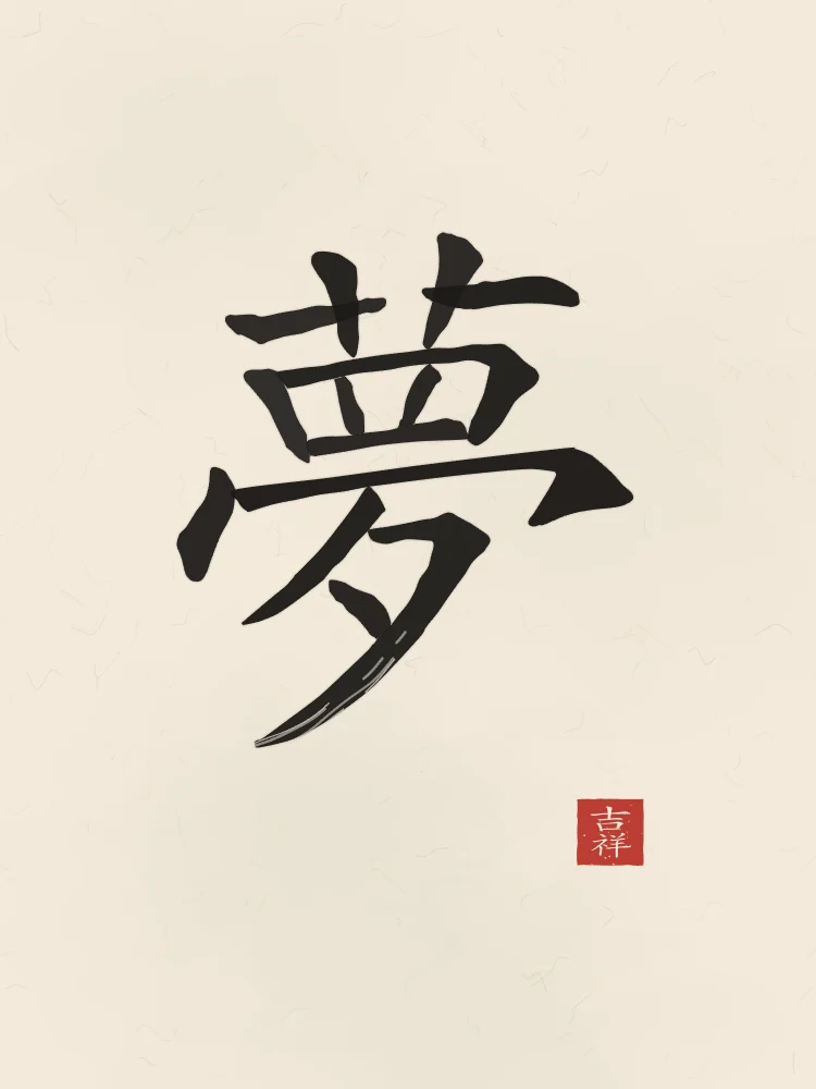 Rêve à l'encre, papier xuan : 夢 (mèng), Rêve