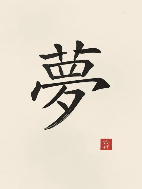 Rêve à l'encre, papier xuan, tableau caractère chinois rêve