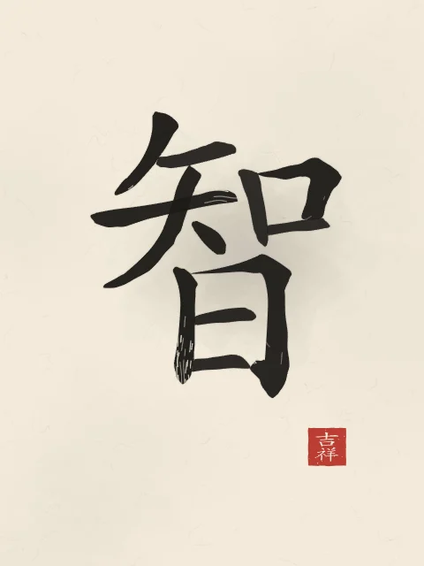 Sagesse à l'encre, papier xuan, tableau caractère chinois sagesse
