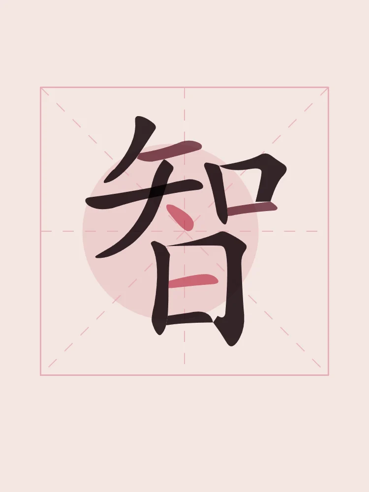 Sagesse en aplats, pivoine : 智 (zhì), Sagesse