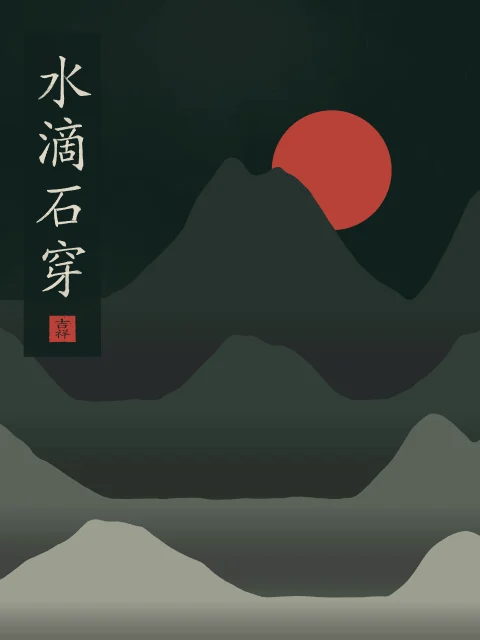 La goutte d’eau perce la pierre sous la lune, nuit de jade, tableau calligraphie chinoise la goutte d’eau perce la pierre