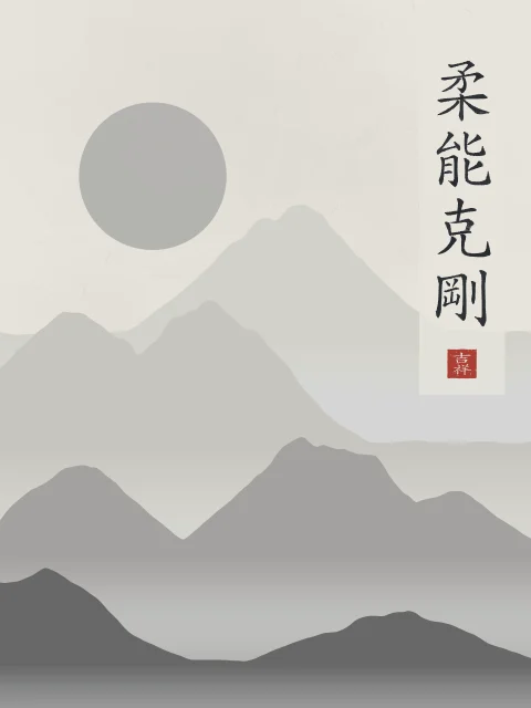 La souplesse l’emporte sous la lune, riz gris, tableau calligraphie chinoise la souplesse l’emporte