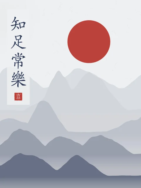 Savoir se contenter sous la lune, indigo, tableau calligraphie chinoise savoir se contenter