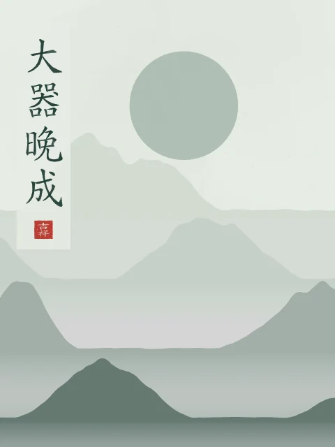 Les grands talents mûrissent tard sous la lune, jade, tableau citation Lao-tseu grands talents mûrissent tard
