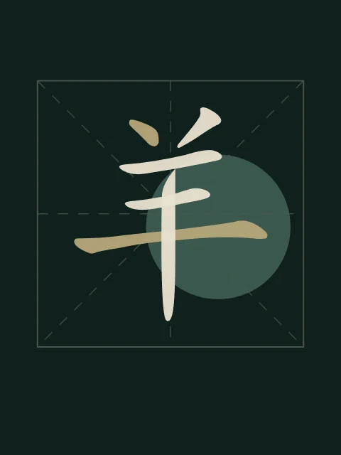 Signe de la Chèvre en aplats, nuit de jade, tableau signe chinois chèvre