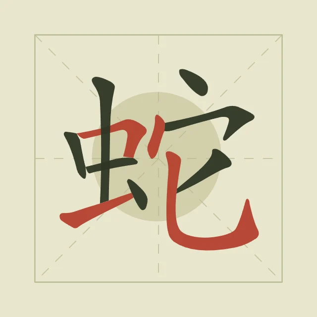 Signe du Serpent en aplats, thé vert, tableau signe chinois serpent